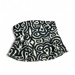 SOLD Zara Blue and Cream Patterned Strapless Top
